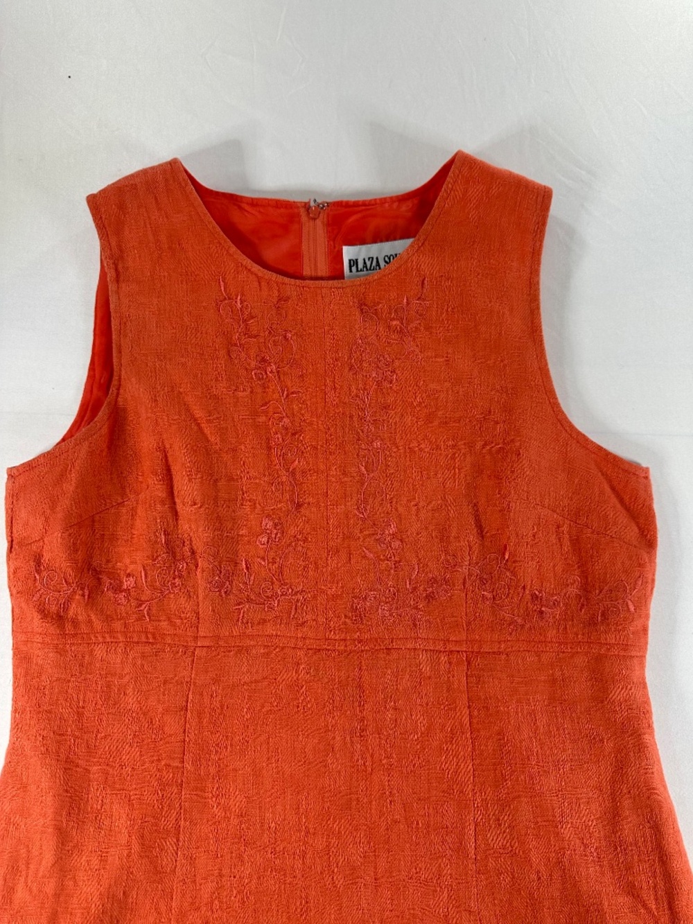 Vintage Y2K Plaza South Coral Embroidered Linen Blend Tunic Size 6 - Picture 10 of 10